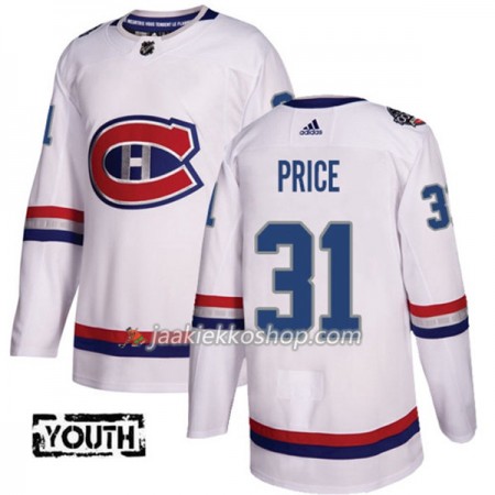 Lapsille NHL Montreal Canadiens Pelipaita Carey Price 31 Adidas 2017-2018 Valkoinen 100 Classic Authentic